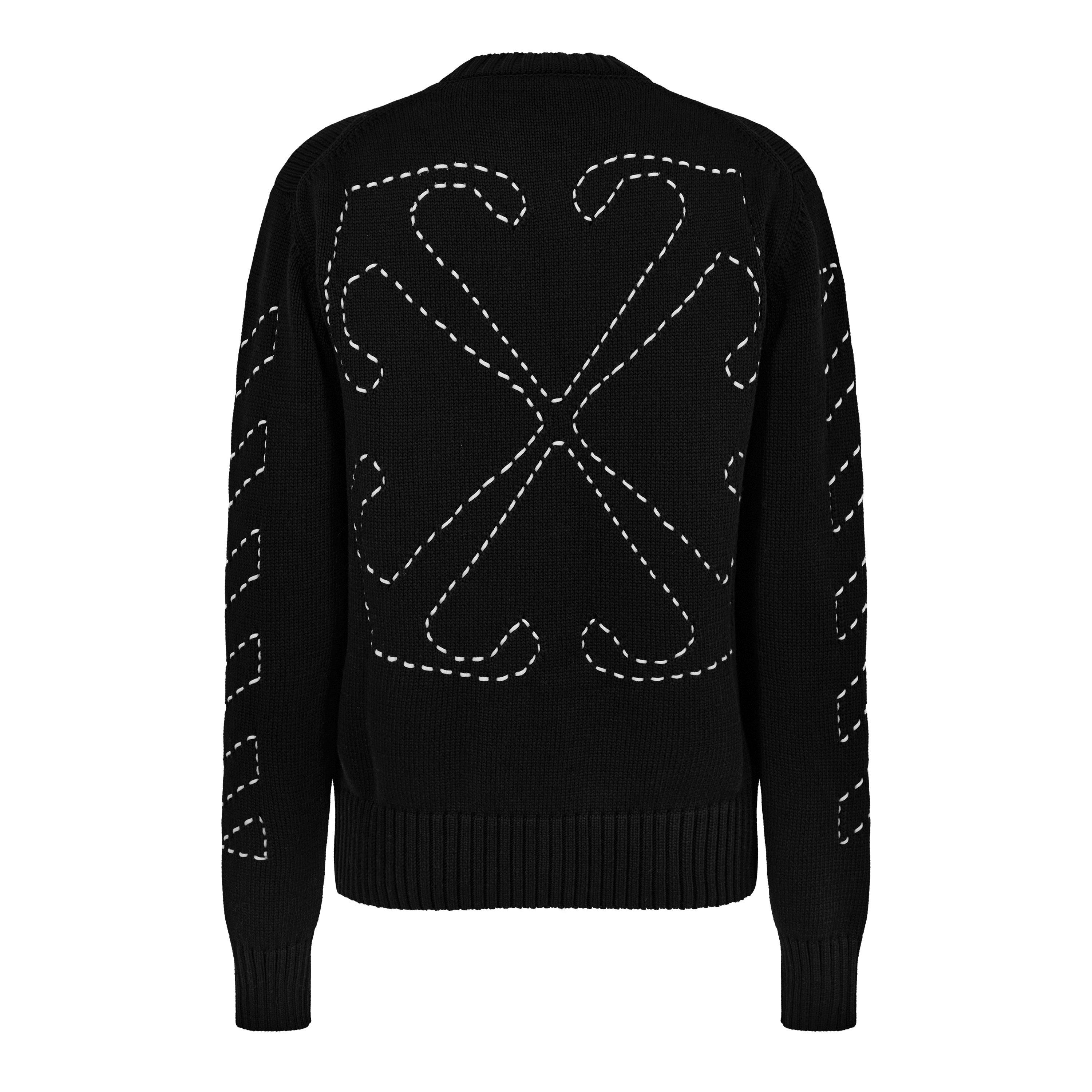 Sort/Hvid - Off White - Men's Stitch Arrow Knit Sweater, Intarsia Knit 'Off' Logo - 6