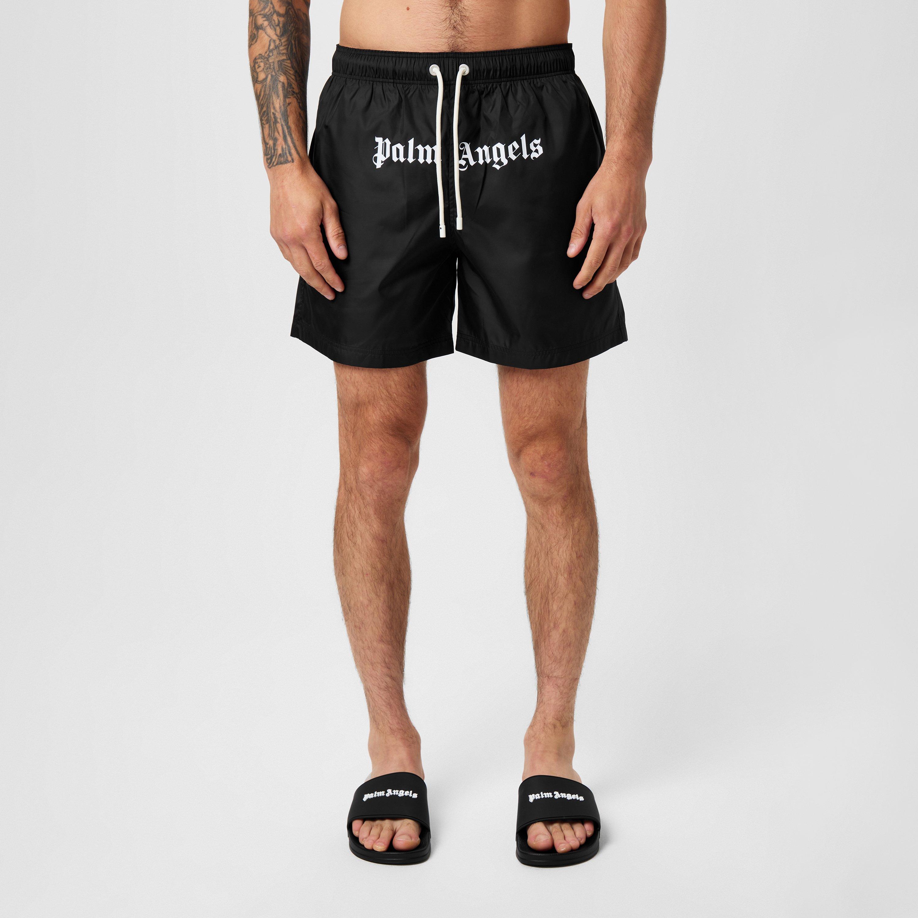 Black/White - Palm Angels - Logo Swim Shorts - 3