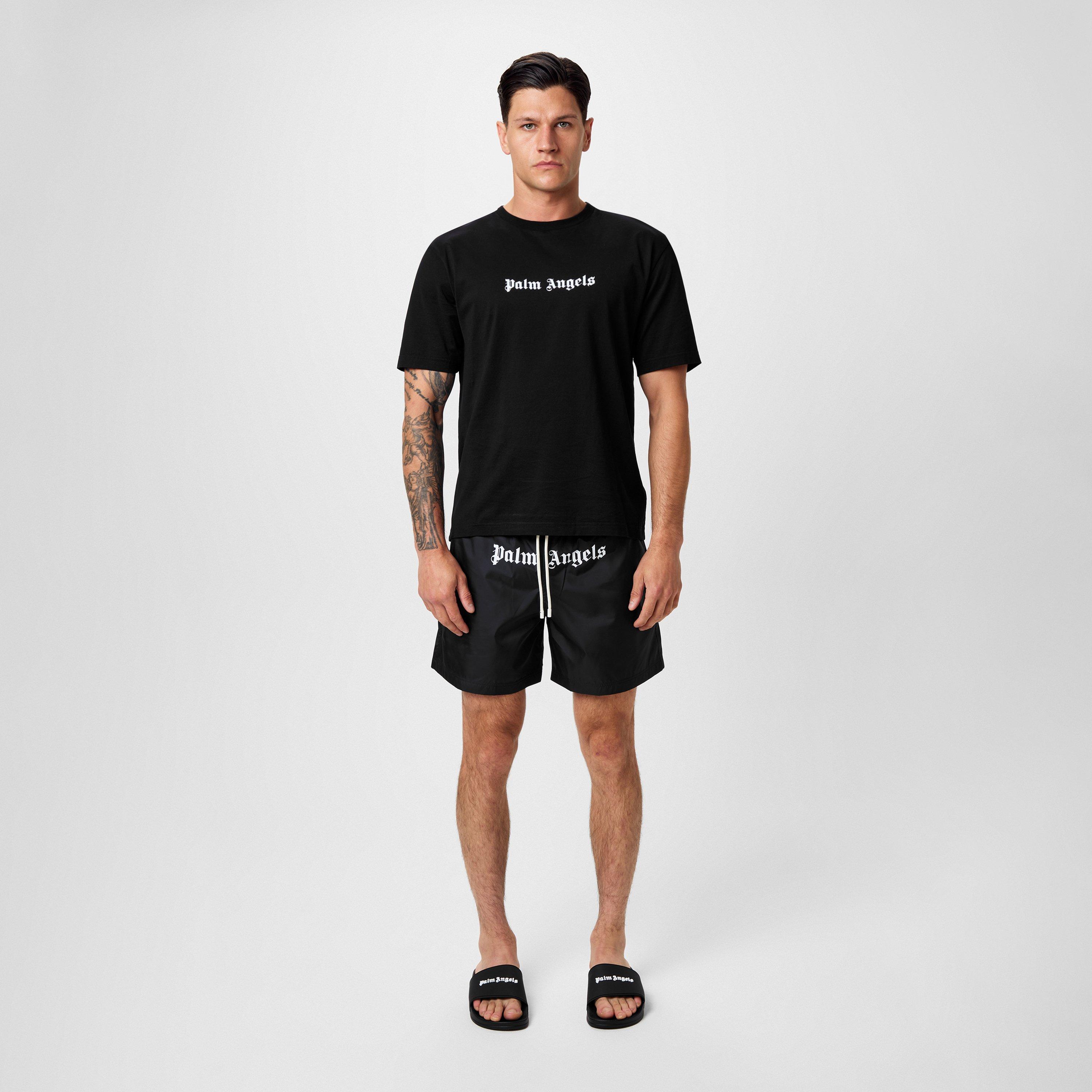 Black/White - Palm Angels - Logo Swim Shorts - 5