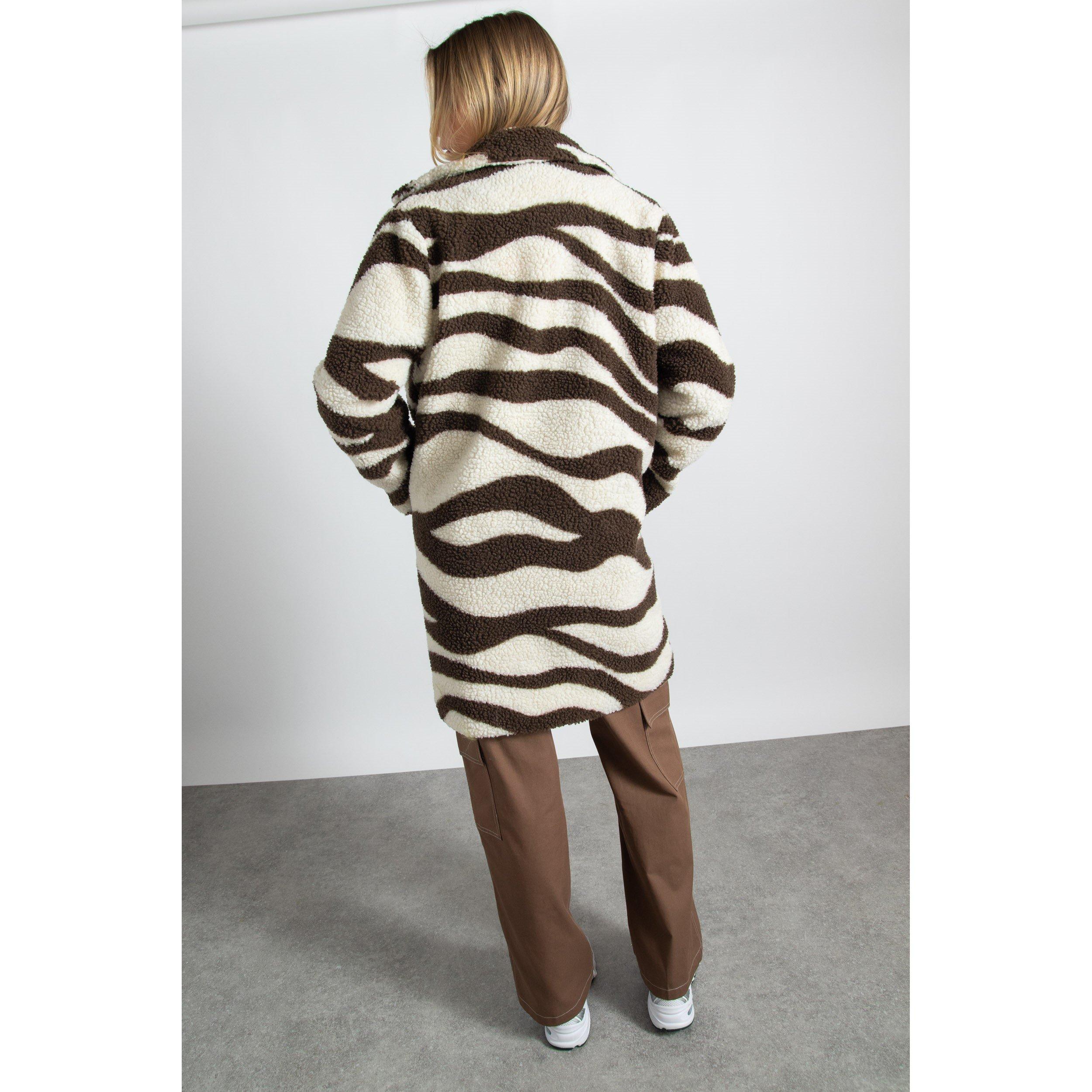 Chocolate cream - Daisy Street - Women's Borg Oversized Teddy Coat - 2
