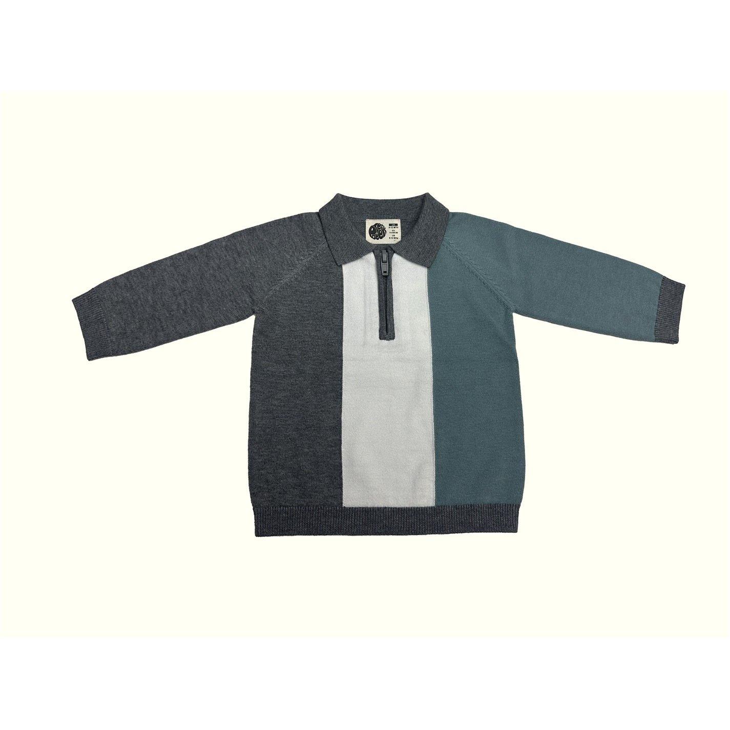 Multi - Pretty Green - Kids Zip Cotton Long Sleeve Polo Shirt - 3