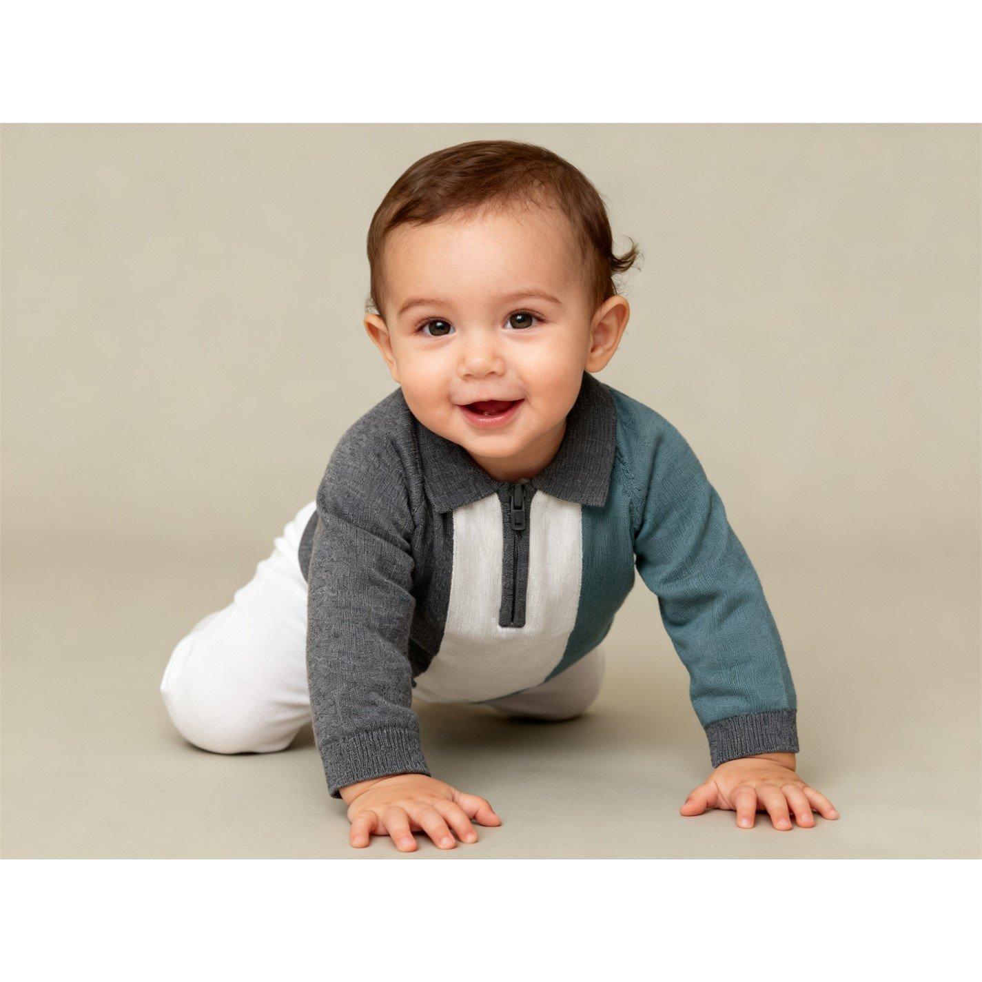 Multi - Pretty Green - Kids Zip Cotton Long Sleeve Polo Shirt - 5