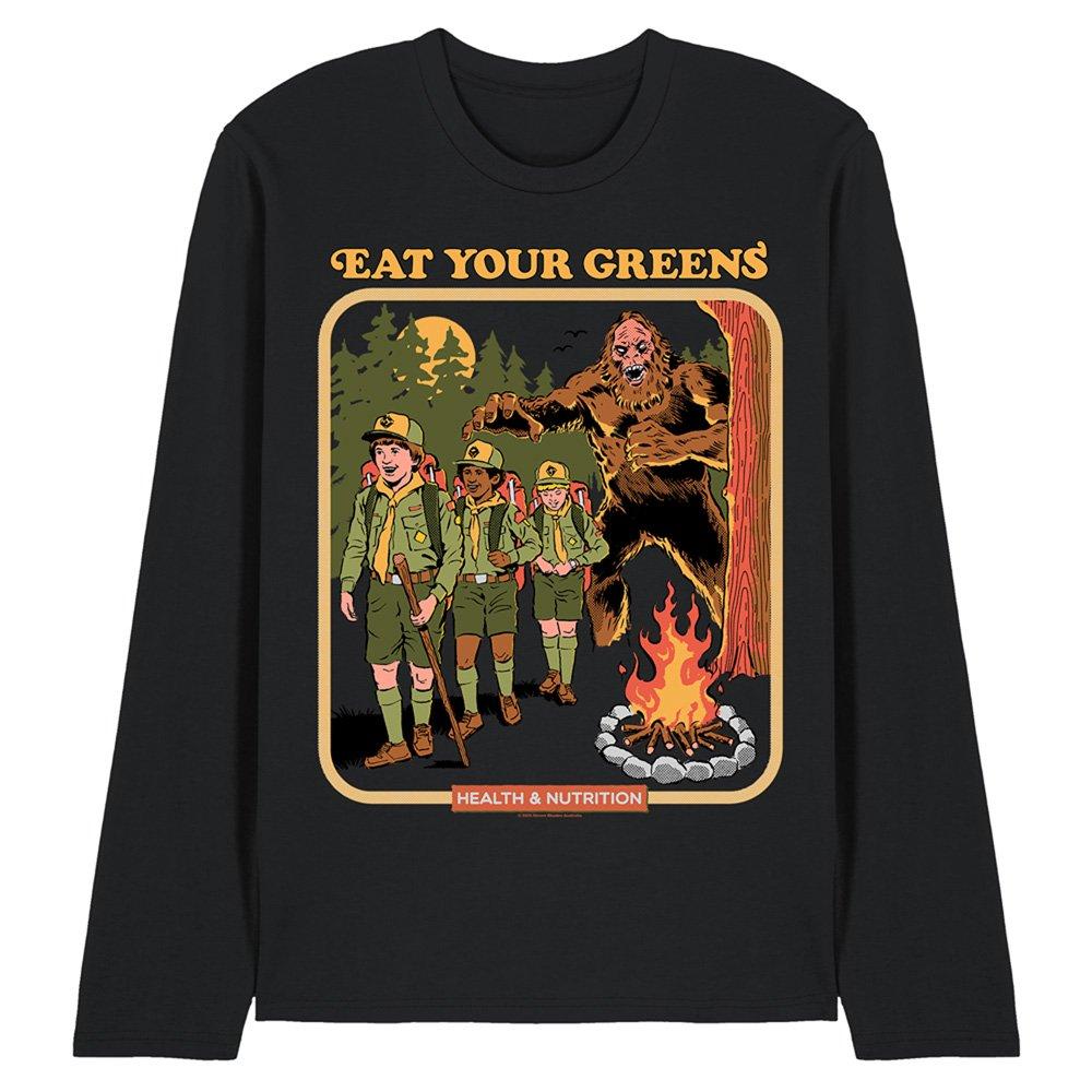 Black - Steven Rhodes - Steven Rhodes Eat Your Greens Long Sleeve T-Shirt - 1