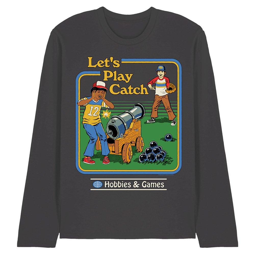 Charcoal - Steven Rhodes - Steven Rhodes LetS Play Catch Long Sleeve T-Shirt - 1