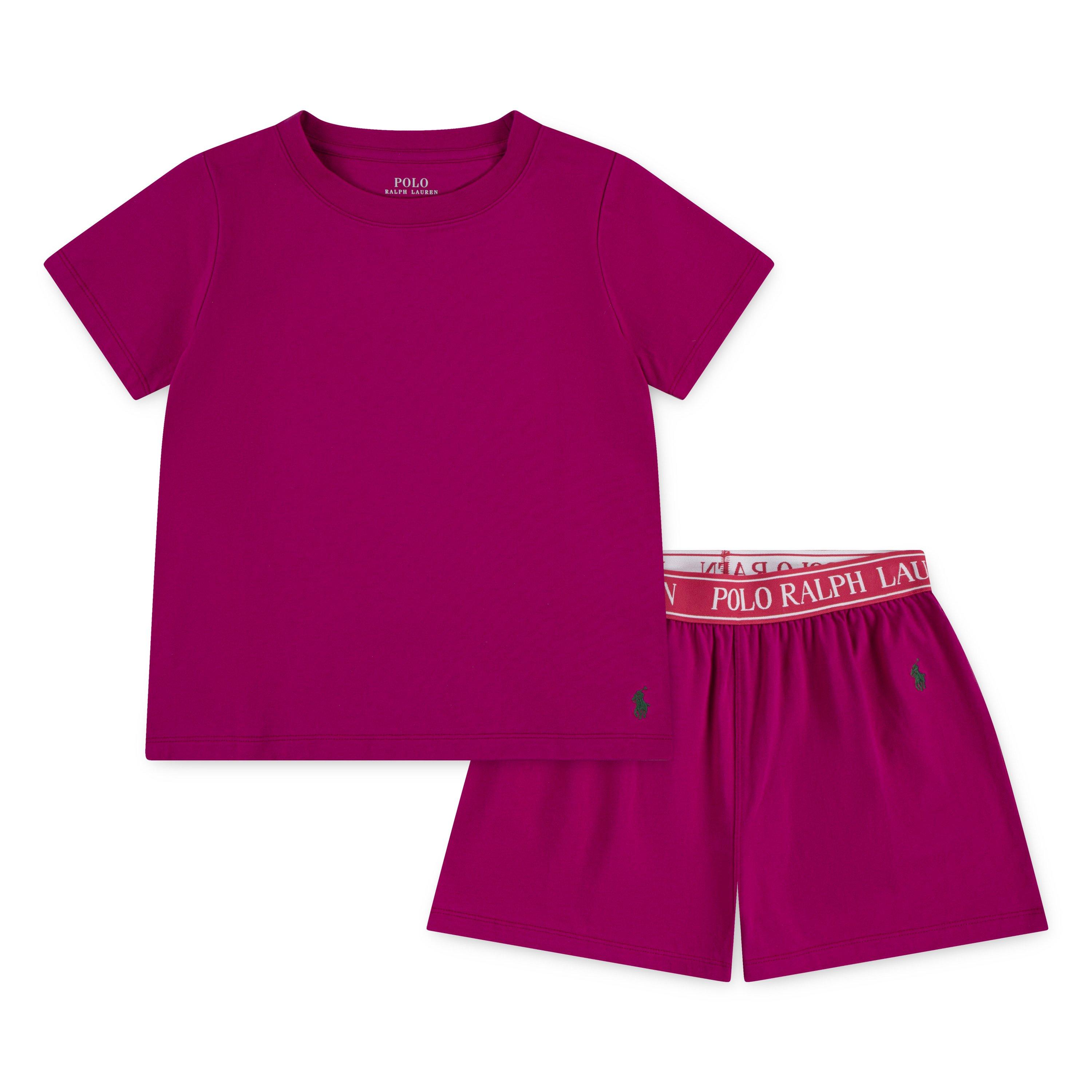 Polo Ralph Lauren Kids' Short Sleeve Pyjama Set - Preppy Pink AFX - Size 8Y (S)