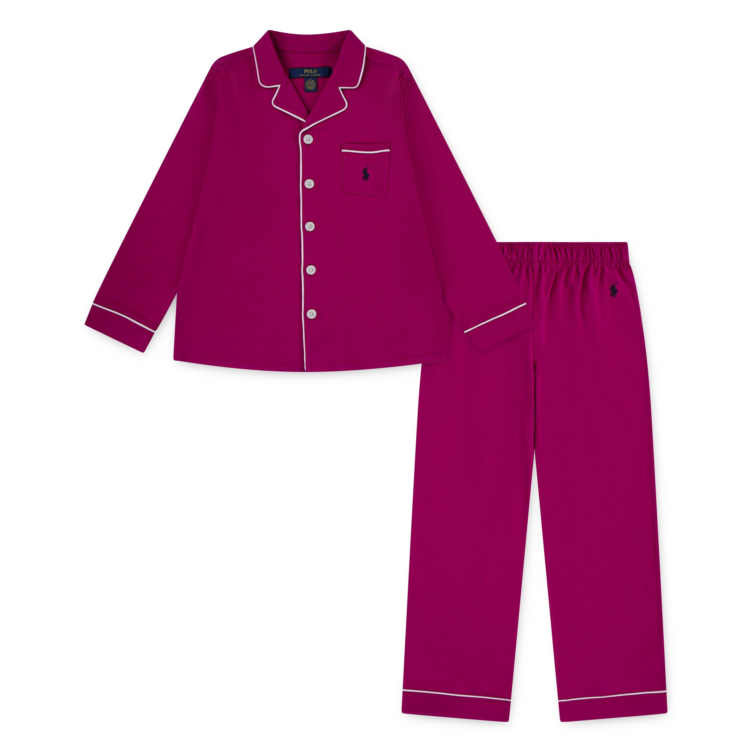 Polo Ralph Lauren  Preppy Pink Afx Kids' Classic Long Sleeve Pyjama Set - 8Y (S)