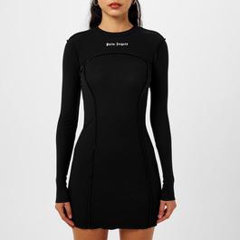 Palm Angels Logo Cotton Blend Mini Dress