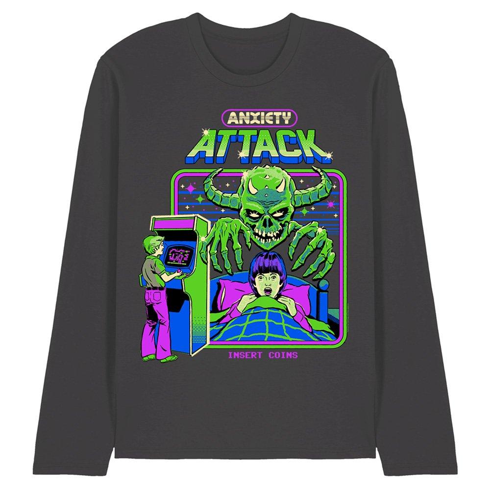 Charcoal - Steven Rhodes - Steven Rhodes Anxiety Attack Long Sleeve T-Shirt - 1