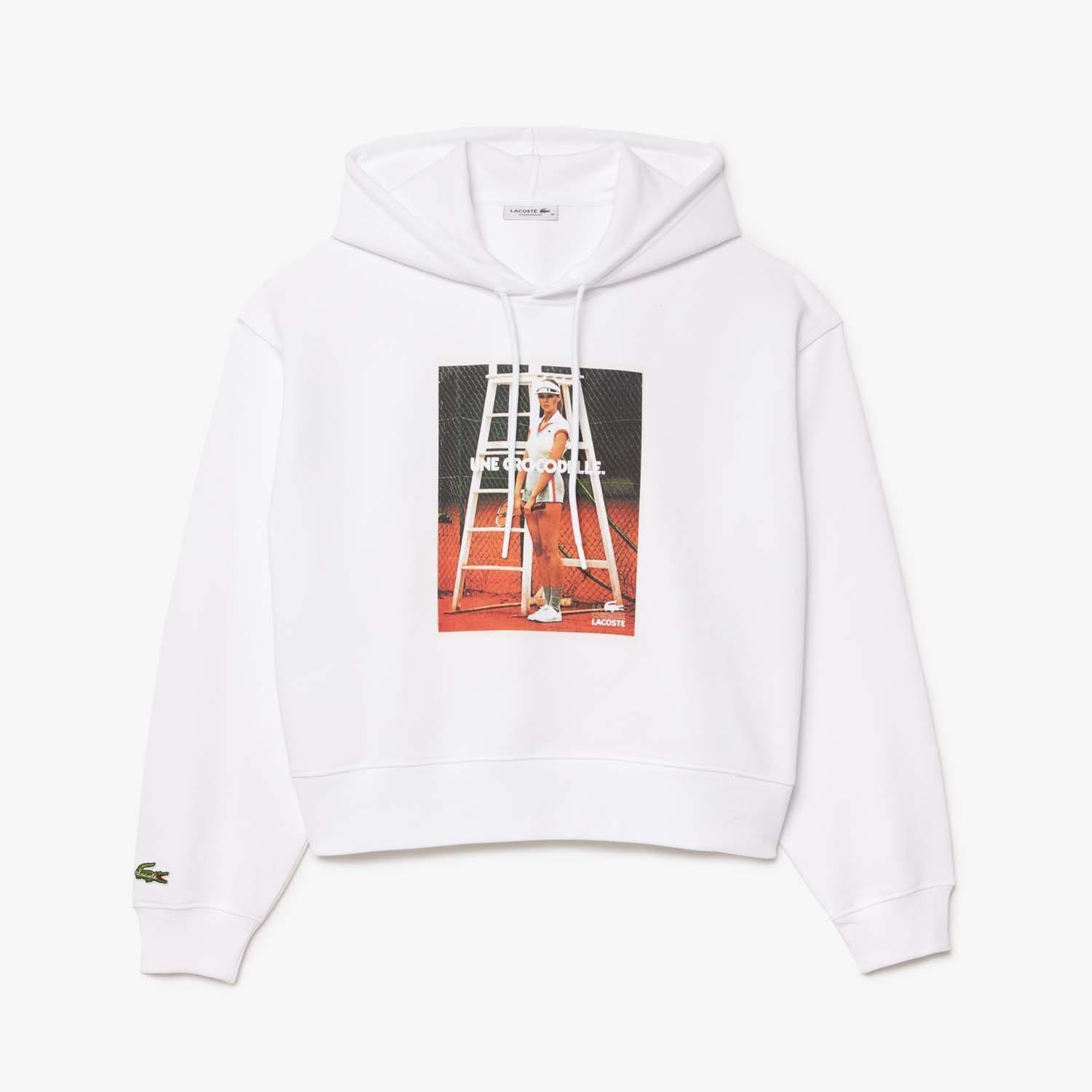 White - Lacoste - Oversized Print Hoodie - 1