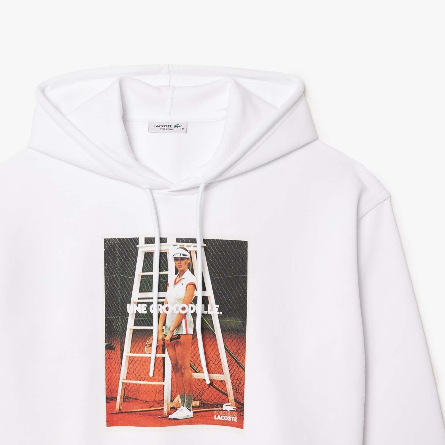 White - Lacoste - Oversized Print Hoodie - 2