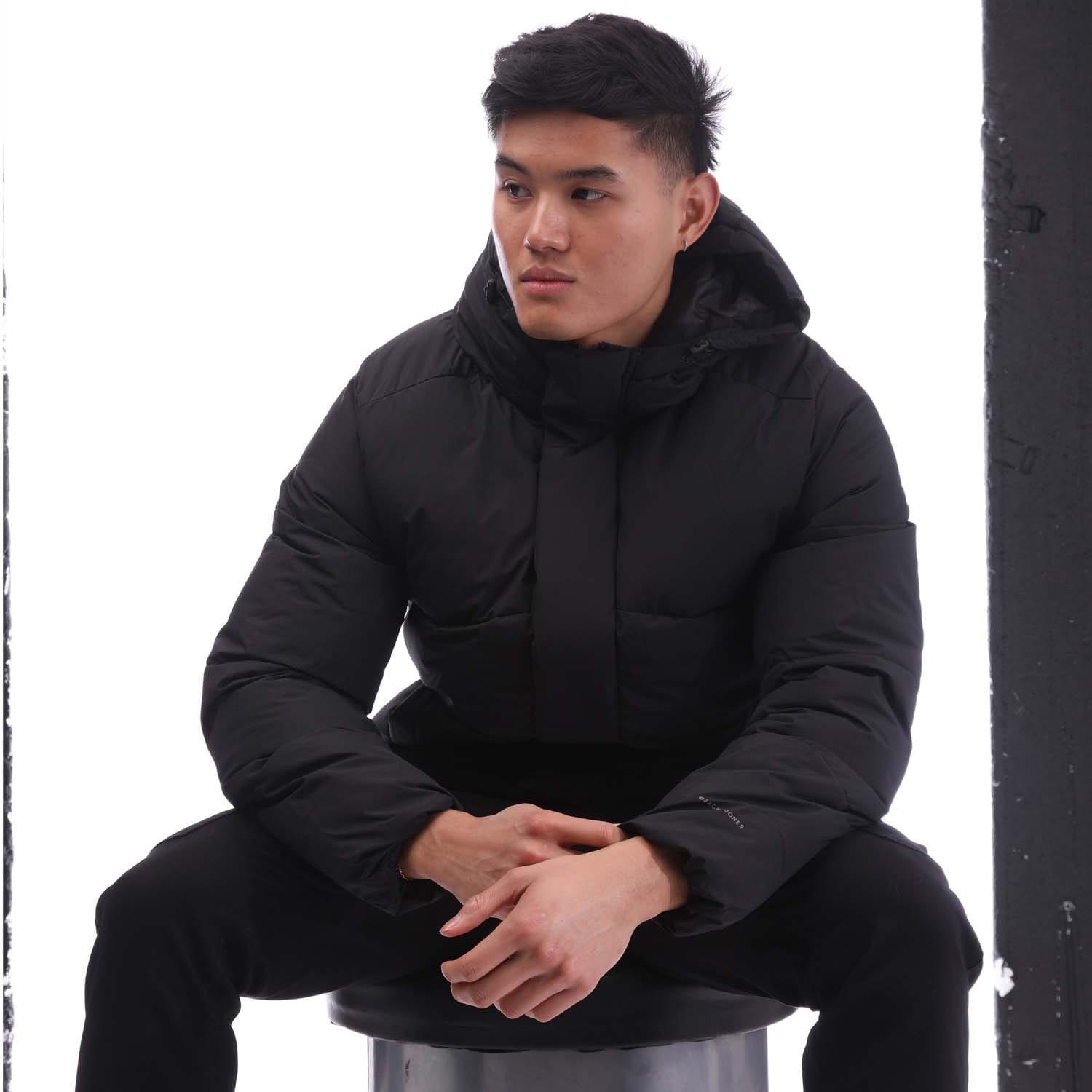 Black - Jack and Jones - Otis Puffer Hooded Jacket - 4
