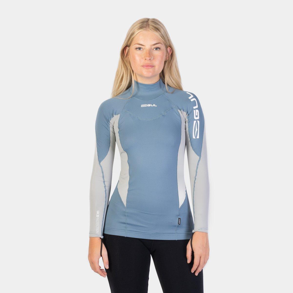 Blue/Grey - Gul - UV PROTECTION FLATLOCK LONG SLEEVE RASH VEST - 1