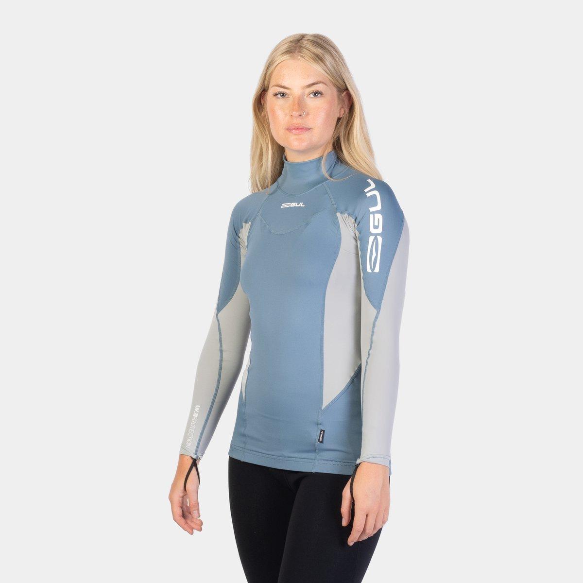 Blue/Grey - Gul - UV PROTECTION FLATLOCK LONG SLEEVE RASH VEST - 3