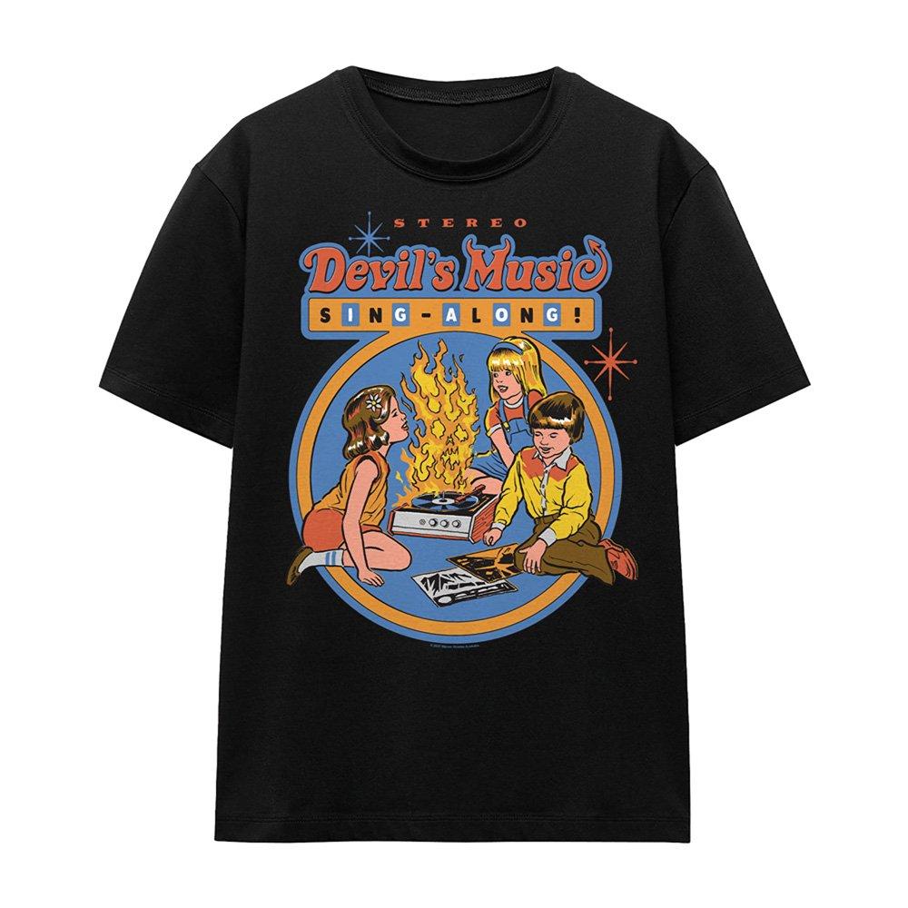 Black - Steven Rhodes - Steven Rhodes Devils Music Singalong T Shirt Blac - 4