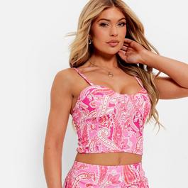 men Gold clothing 7-5 footwear ISAWITFIRST Paisley Print Scuba Corset Detail Crop Top Co-Ord