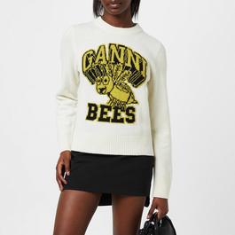 Ganni Graphic Bees Jacquard Knit Jumper