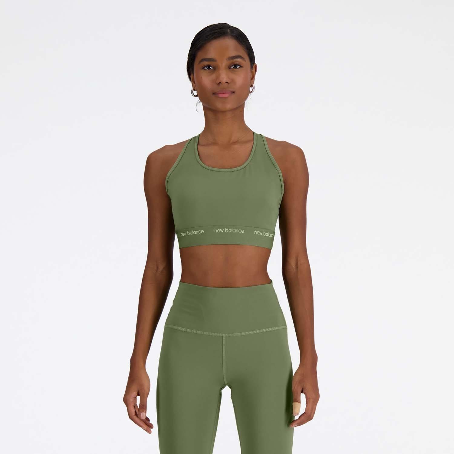 Olive - New Balance - Sleek Medium Support Sports Bra - 1
