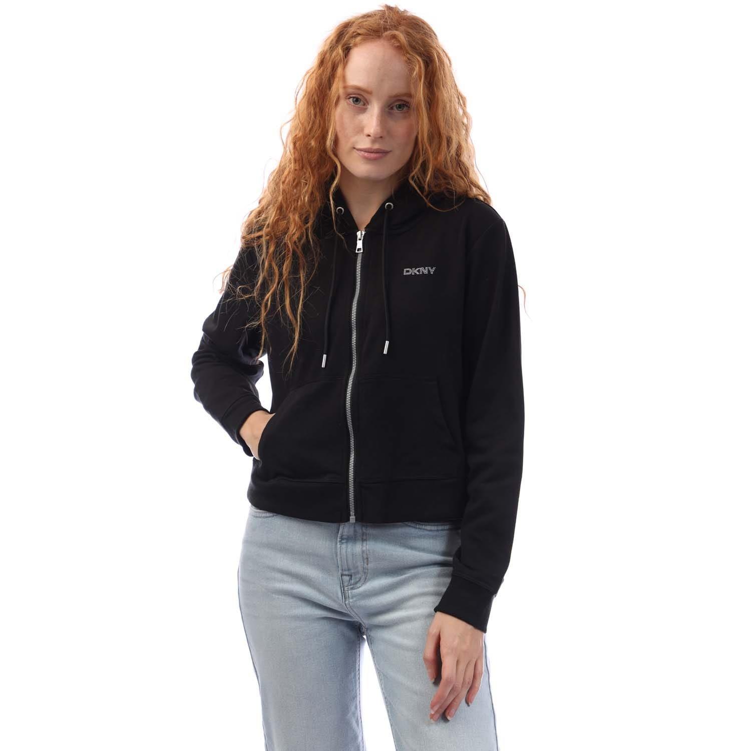 Black - DKNY - Mini Stud Logo Full Zip Hoody - 1