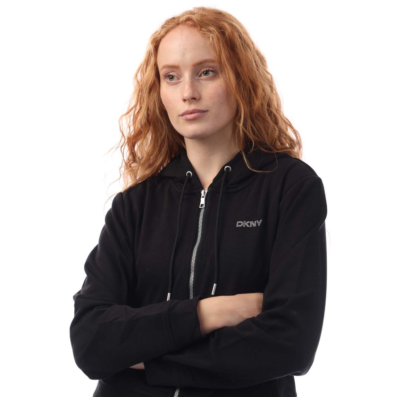 Black - DKNY - Mini Stud Logo Full Zip Hoody - 2