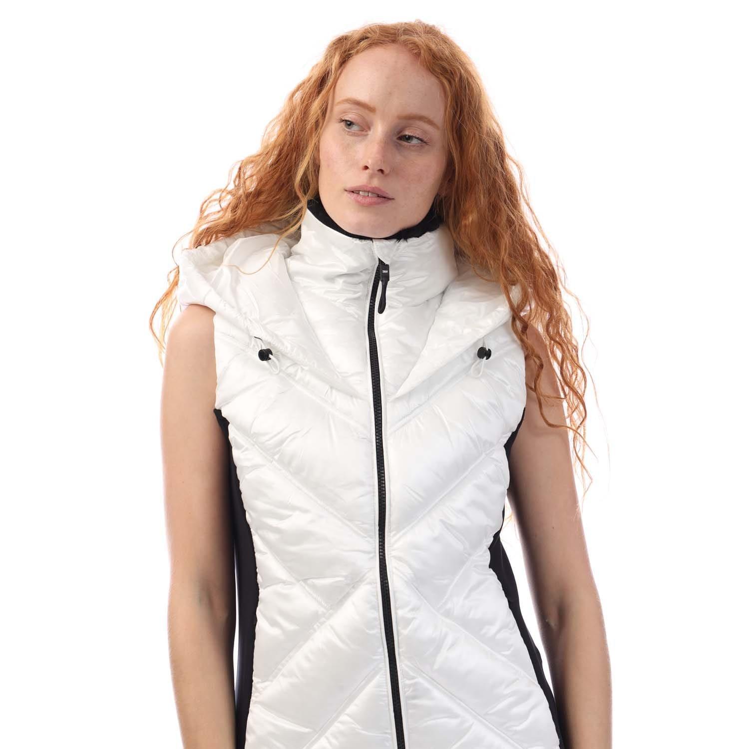 White - DKNY - Hooded Puffer Vest - 2