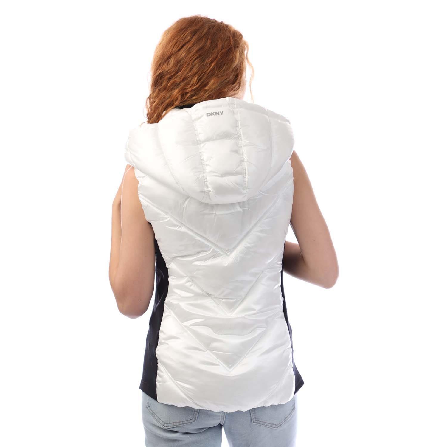 White - DKNY - Hooded Puffer Vest - 3