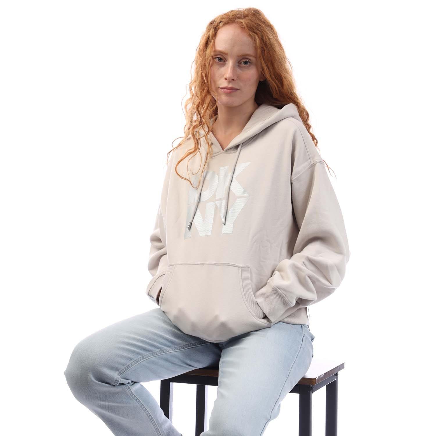 Off White - DKNY - Foil Logo Hoody with Pocket - 4