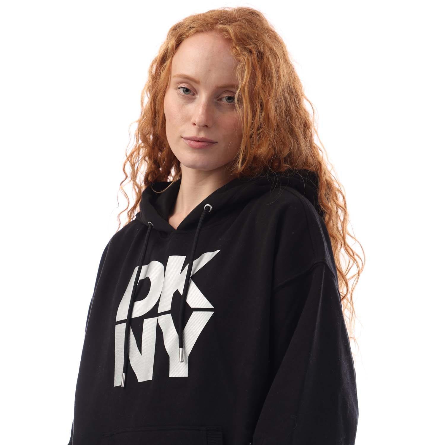 Black Silver - DKNY - Foil Logo Hoody with Pocket - 2