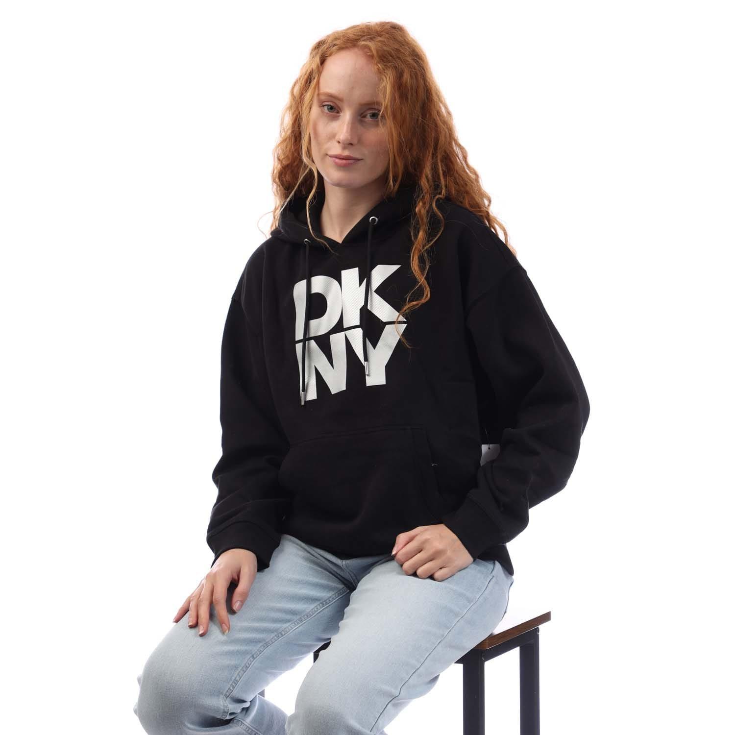 Black Silver - DKNY - Foil Logo Hoody with Pocket - 4