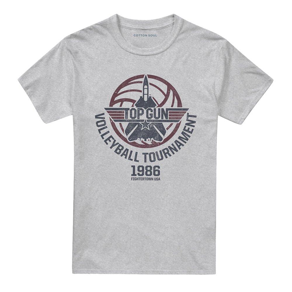 Grey - Top Gun - TOP GUN Volleyball Cotton Mens T-Shirt Grey - 4