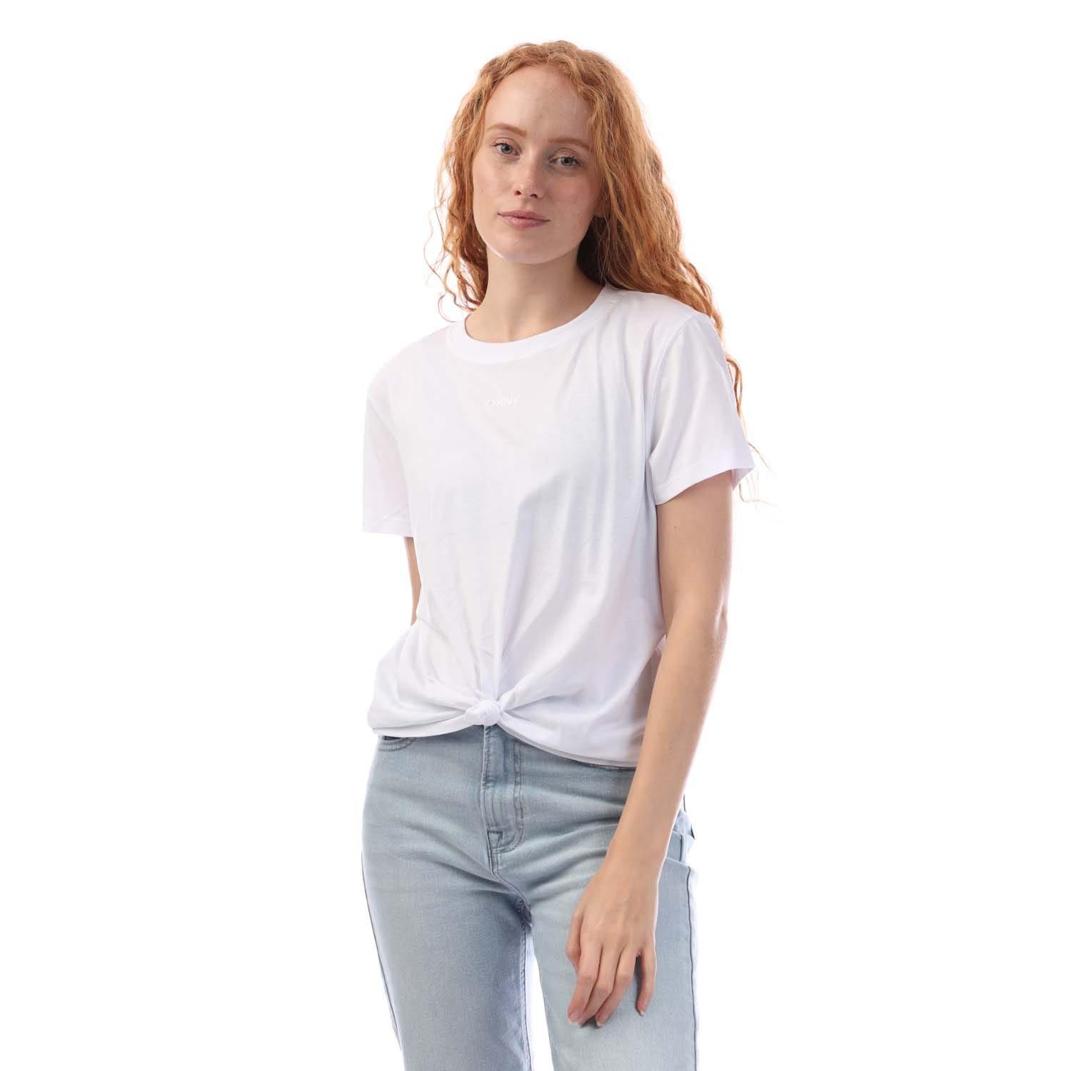 White - DKNY - Embellished Logo Knot T-Shirt - 1