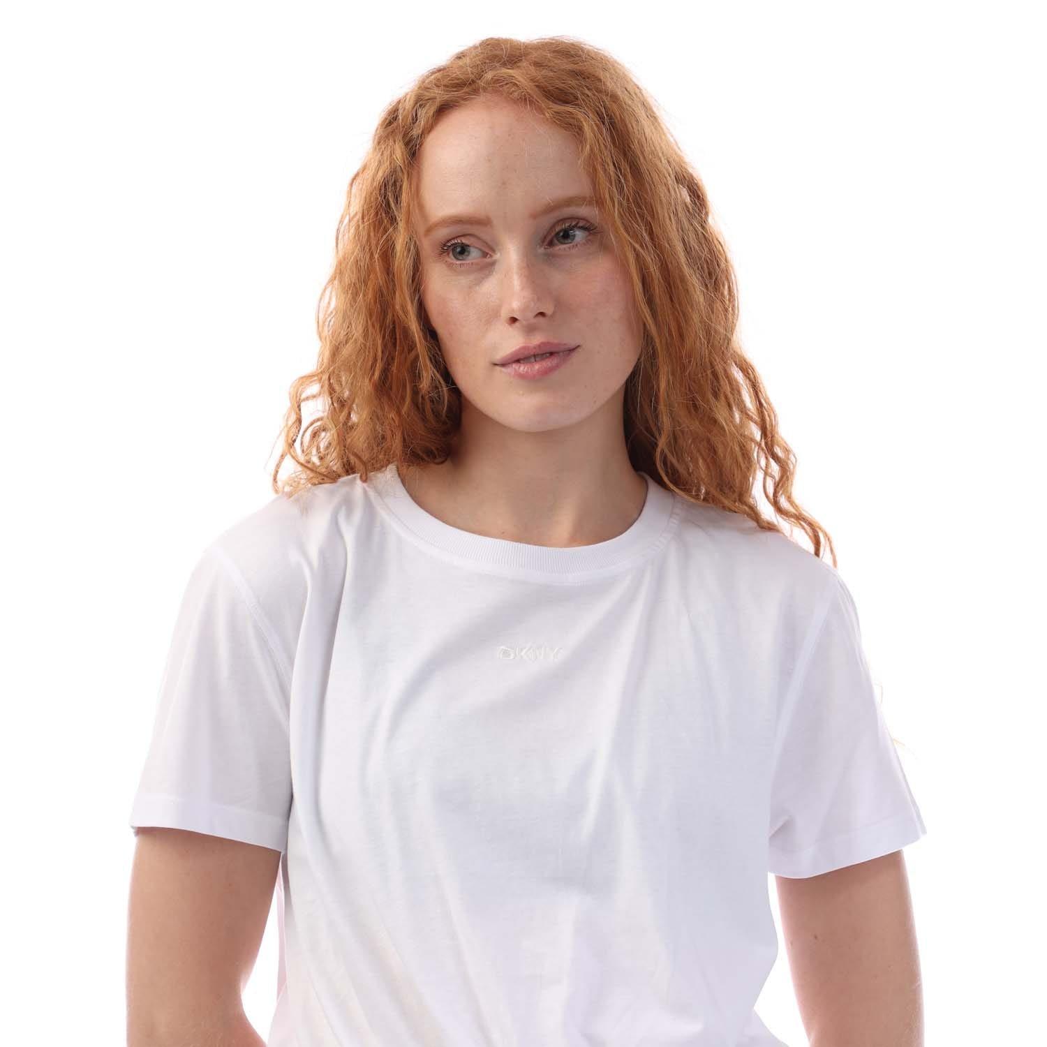 White - DKNY - Embellished Logo Knot T-Shirt - 2