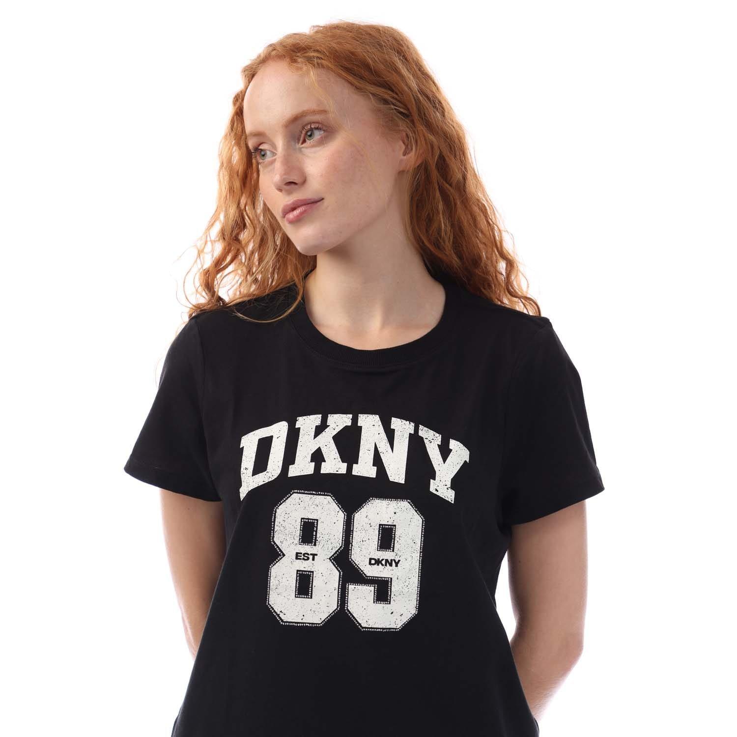 Black Cream - DKNY - Arched 89  Logo Crew Neck T-Shirt - 2