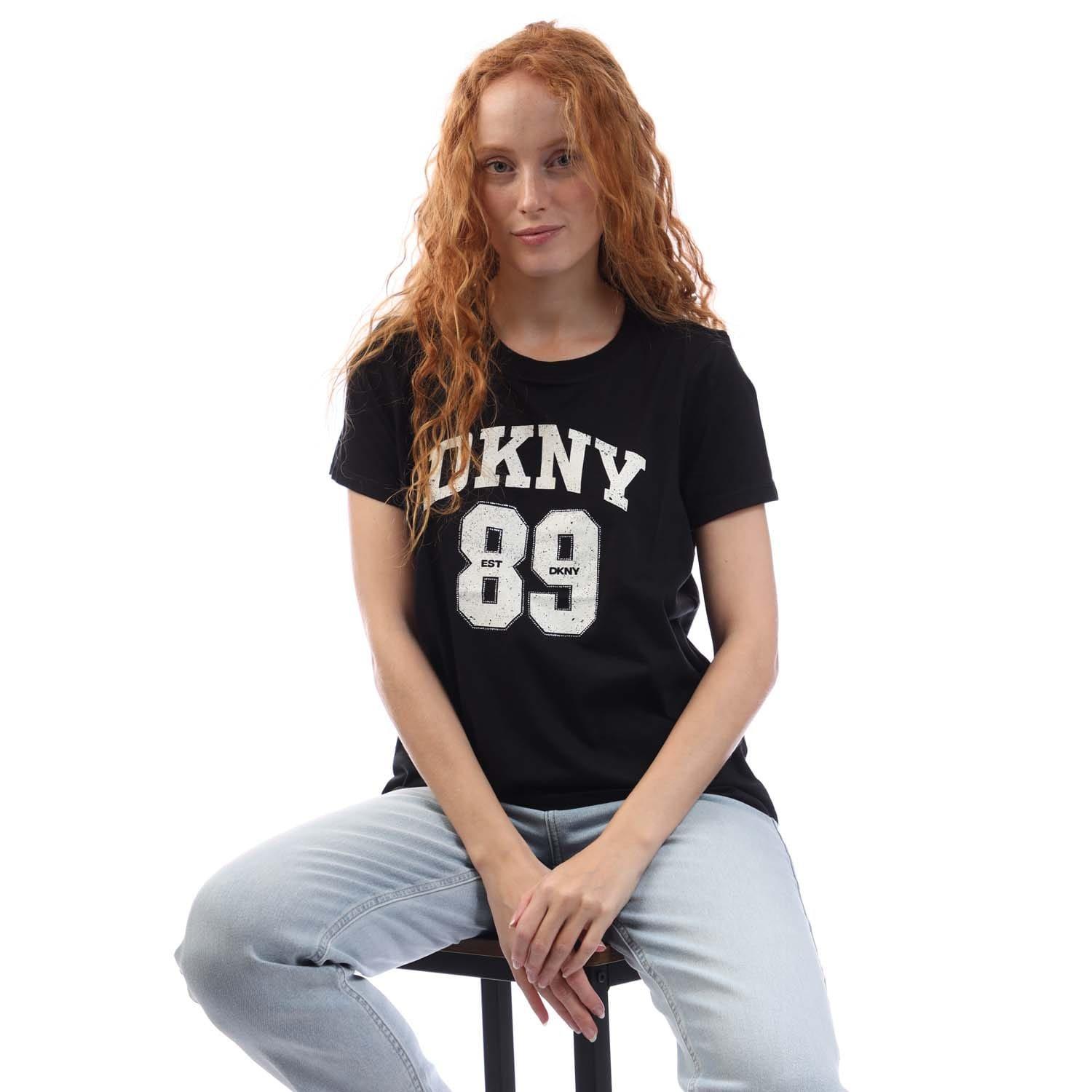 Black Cream - DKNY - Arched 89  Logo Crew Neck T-Shirt - 4