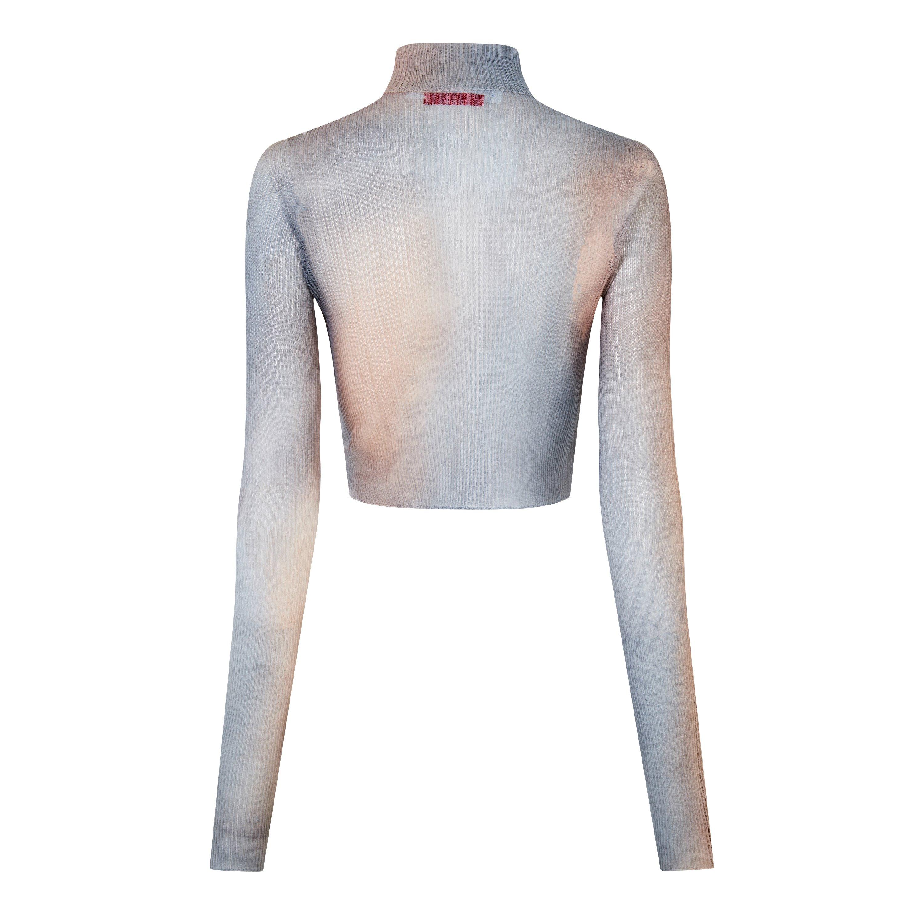 Camel/Branco - Off White - Women's High Neck Ribbed Jumper - 2