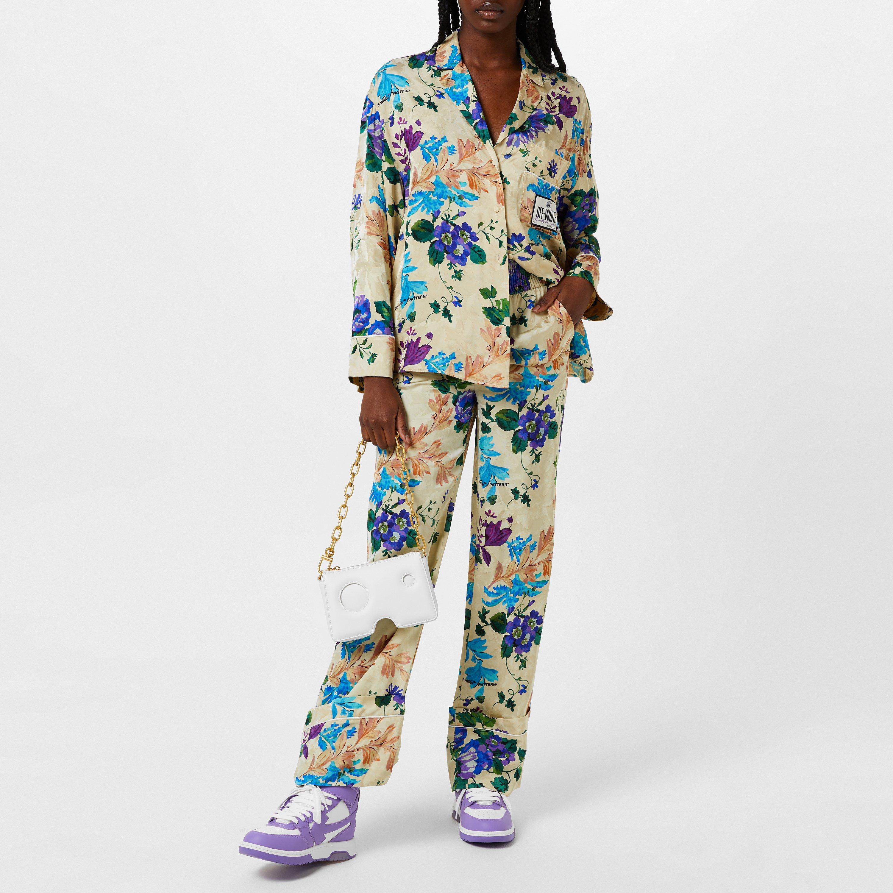 Sand/Multi - Off White - Women's Pyjama Shirt, Luxurious Satin Feel - 2