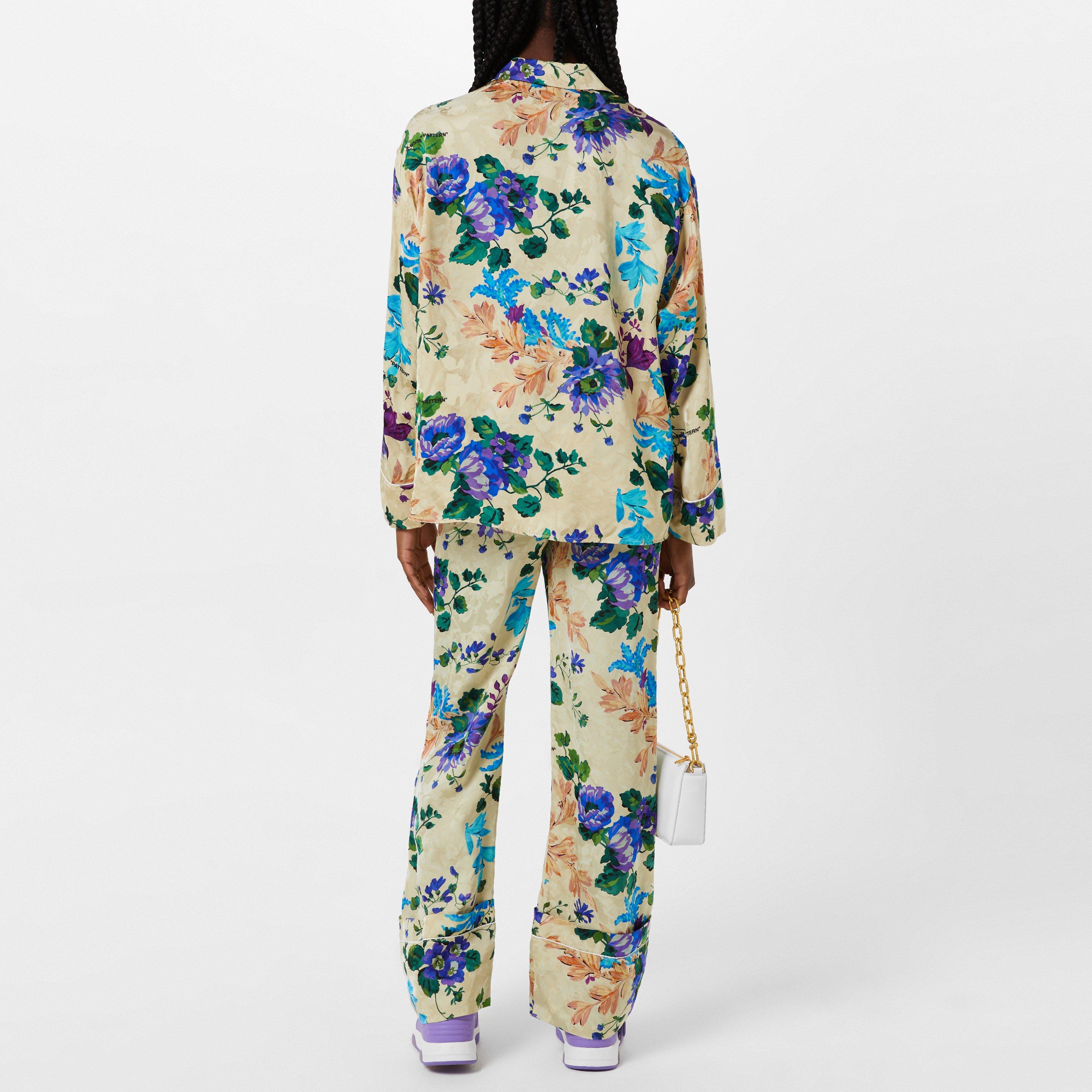 Sand/Multi - Off White - Women's Pyjama Shirt, Luxurious Satin Feel - 3