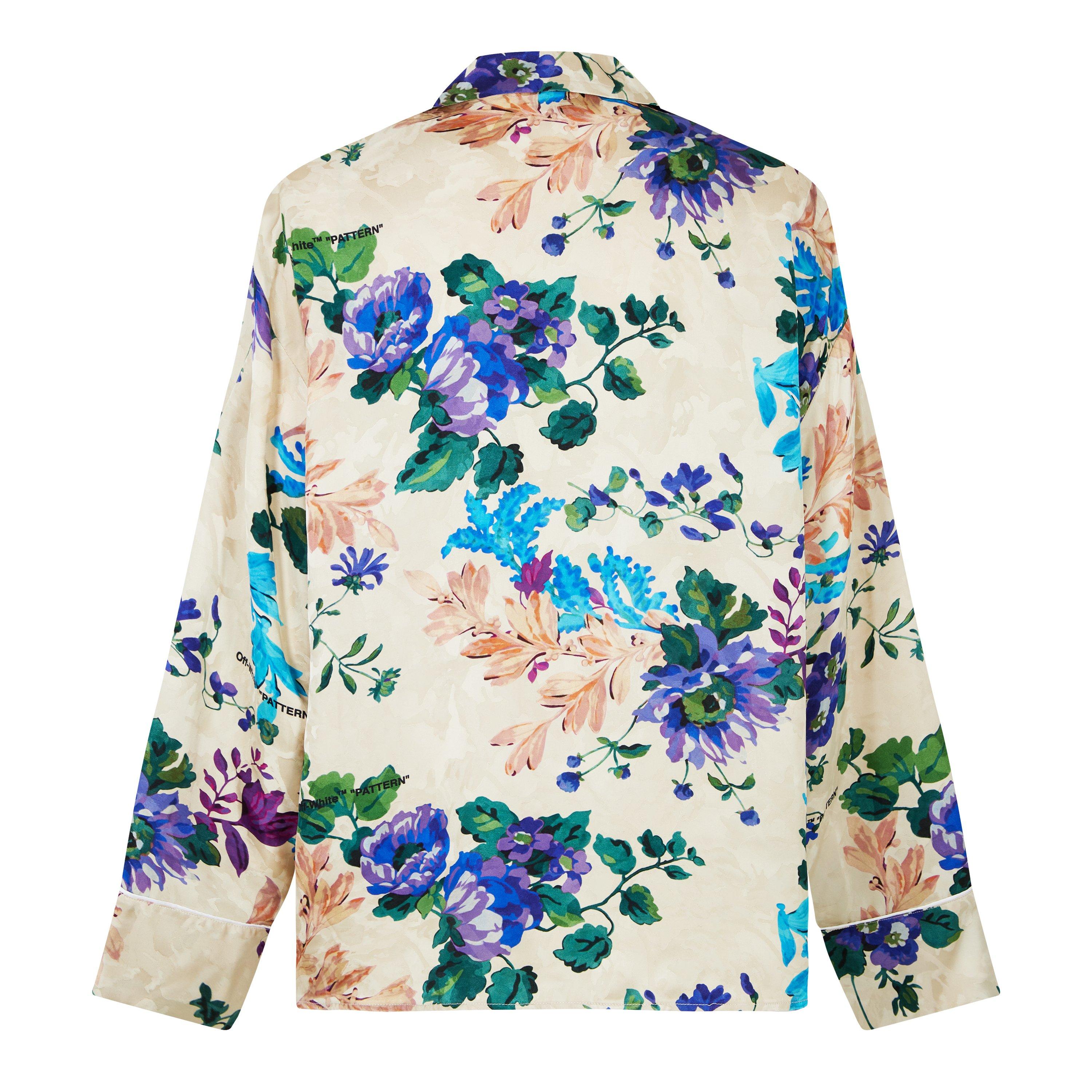 Sand/Multi - Off White - Women's Pyjama Shirt, Luxurious Satin Feel - 5