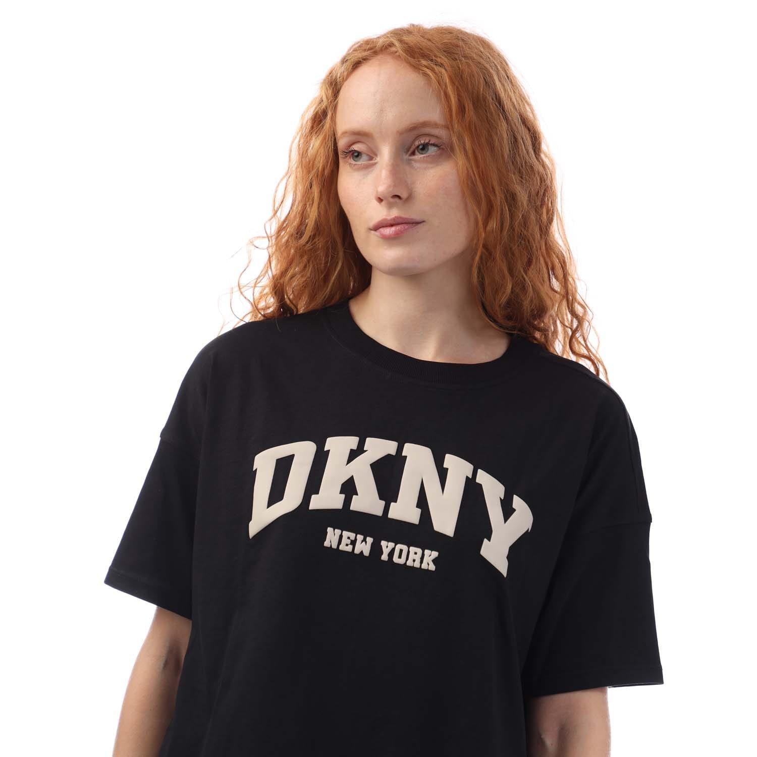 Black - DKNY - Variety Puff Logo Crop T- Shirt - 2