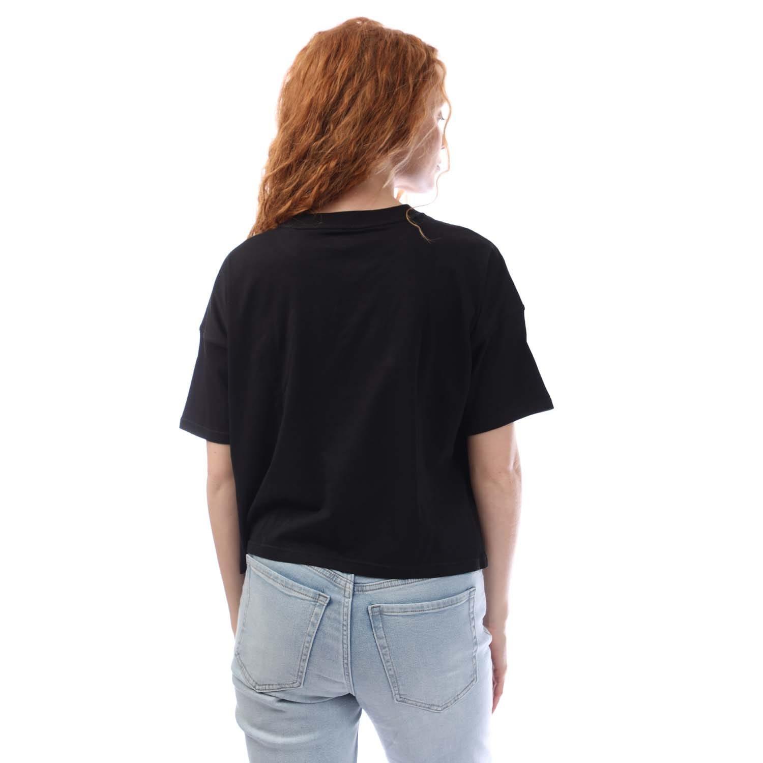 Black - DKNY - Variety Puff Logo Crop T- Shirt - 3