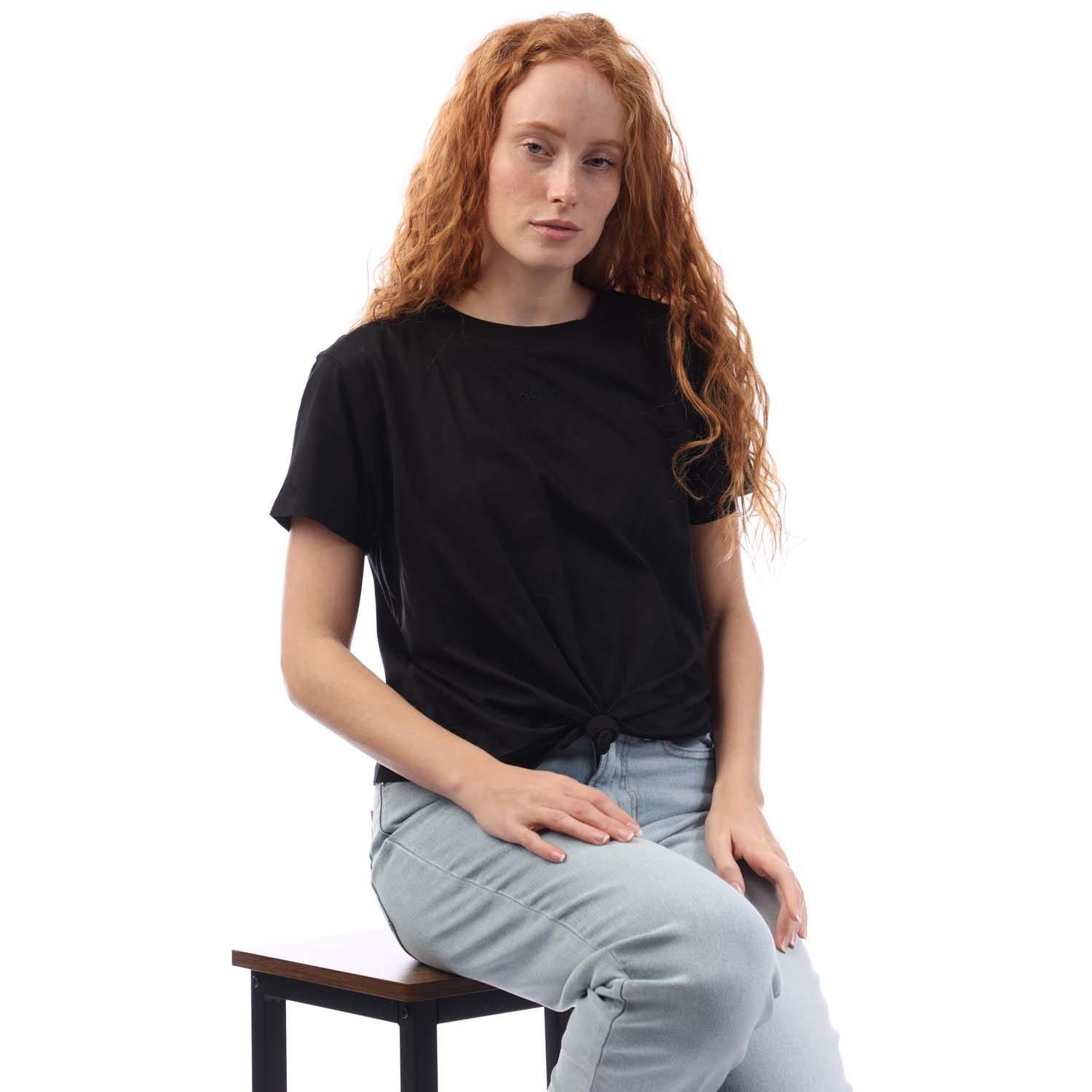 Black - DKNY - Embellished Logo Knot T-Shirt - 4