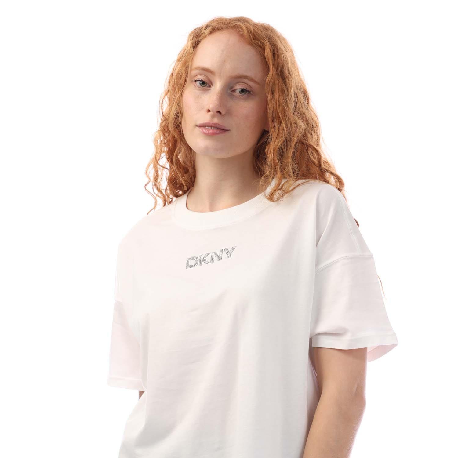 Purple - DKNY - Rhinestone Logo Crop Ss T-Shirt - 2