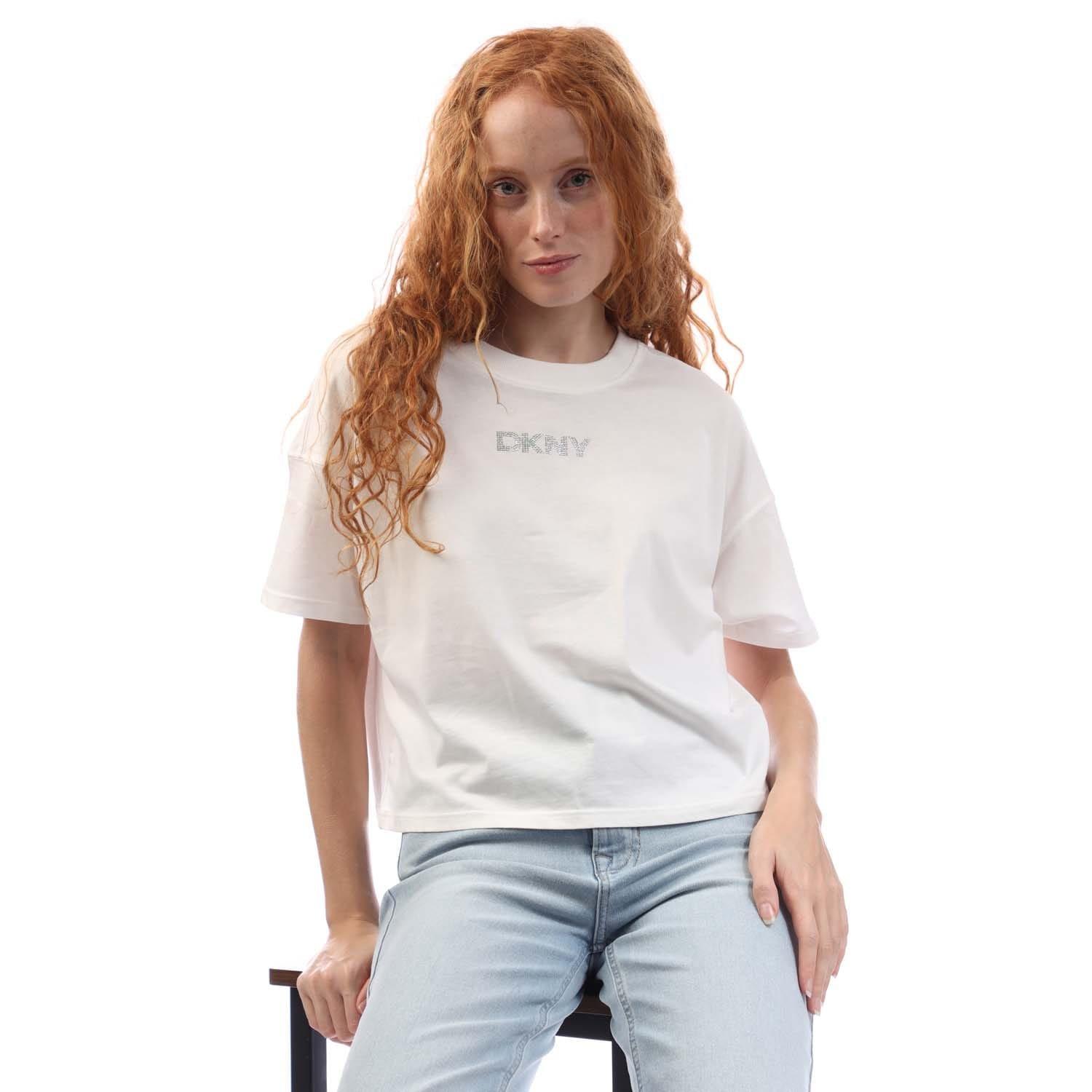 Purple - DKNY - Rhinestone Logo Crop Ss T-Shirt - 4