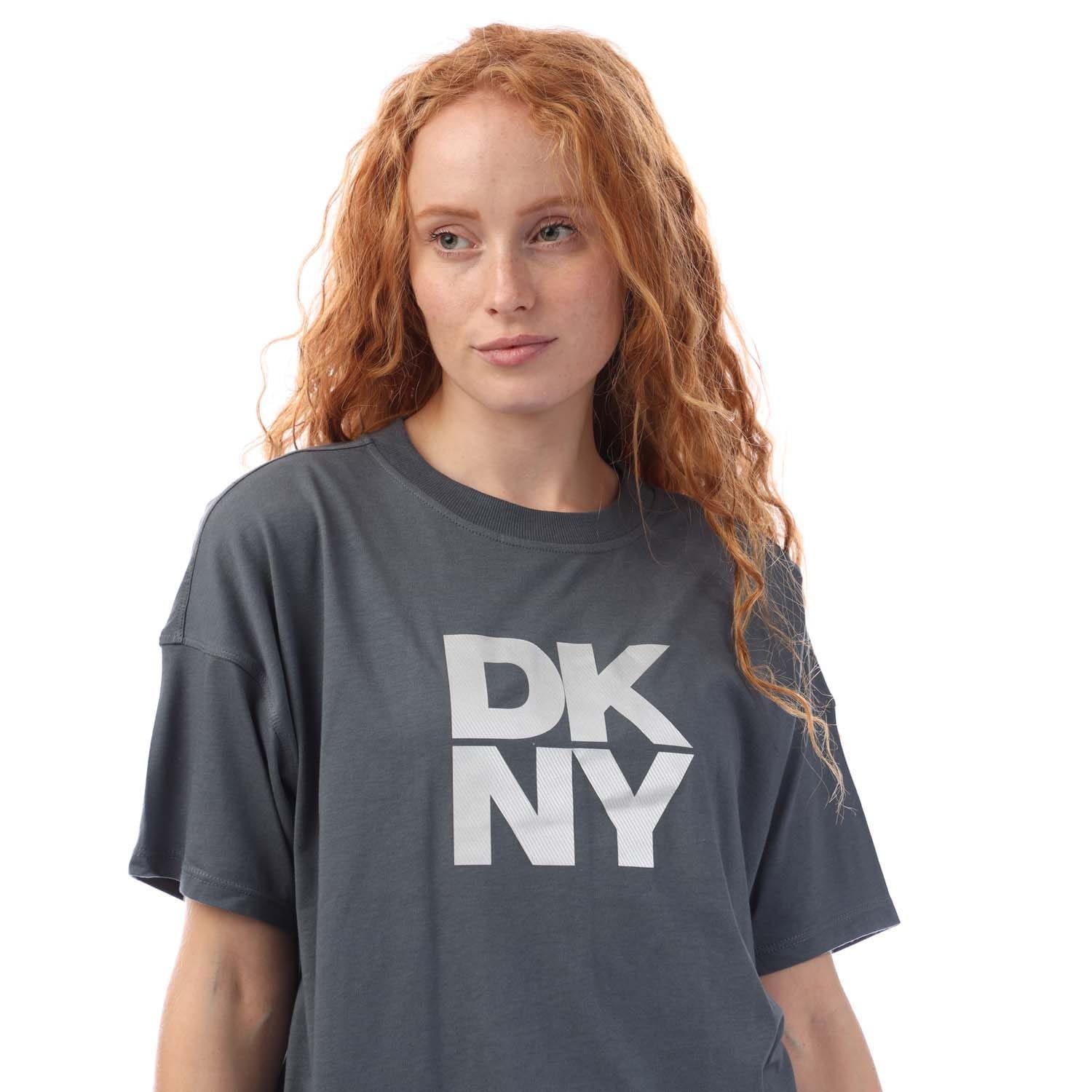 Silver - DKNY - Foil Logo Cropped T-Shirt - 2