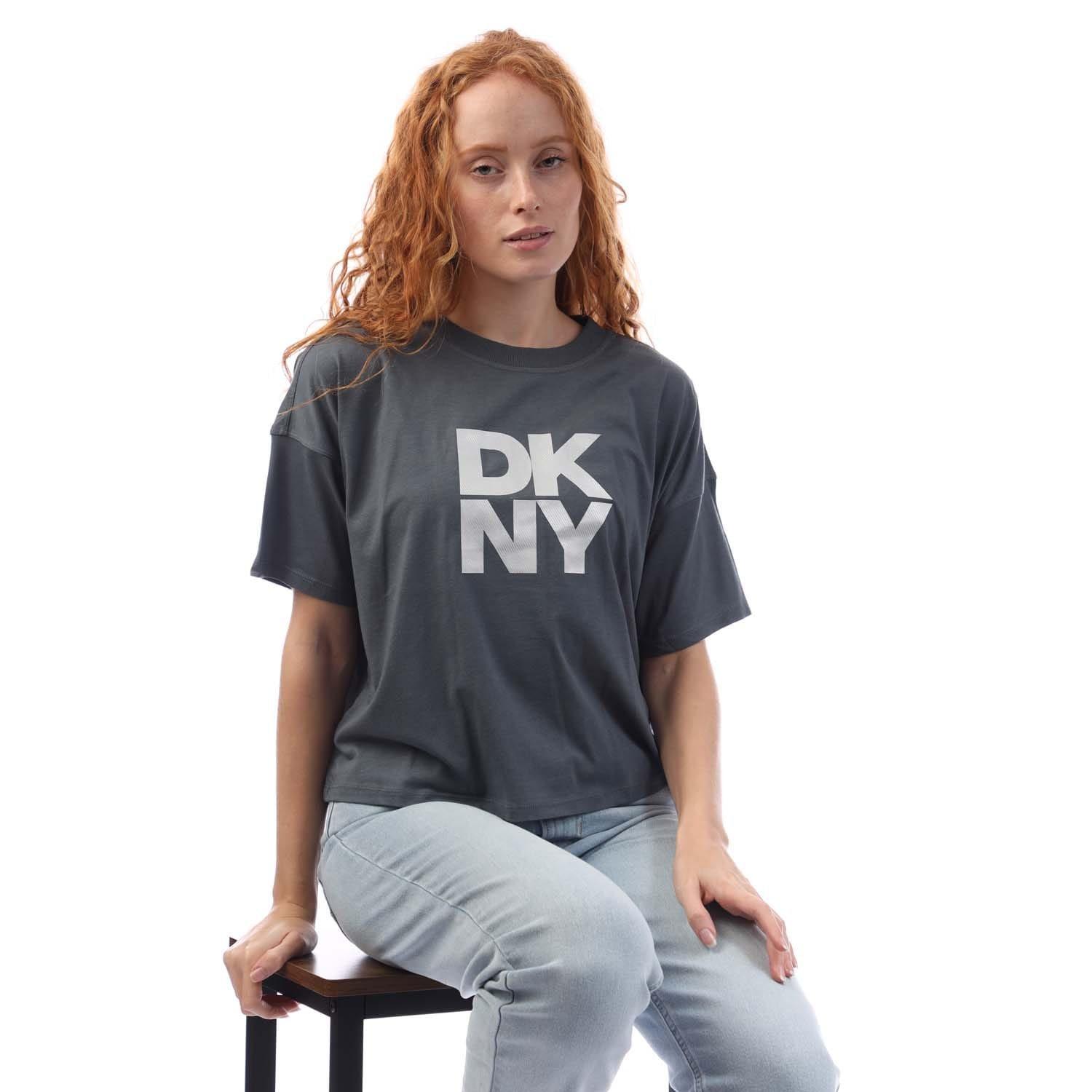 Silver - DKNY - Foil Logo Cropped T-Shirt - 4