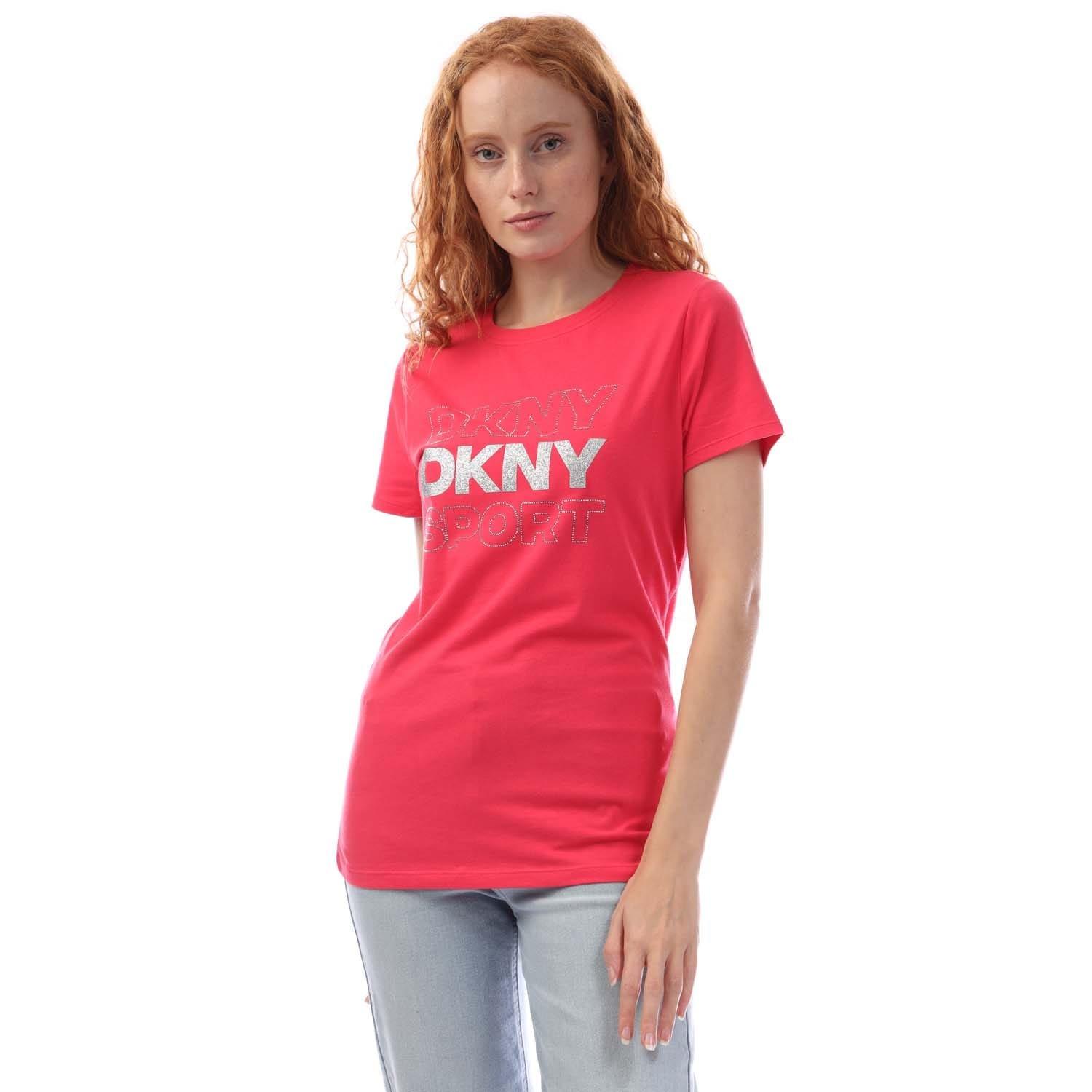 Silver Pink - DKNY - Glitter Logo Ss Crew Neck T-Shirt - 1
