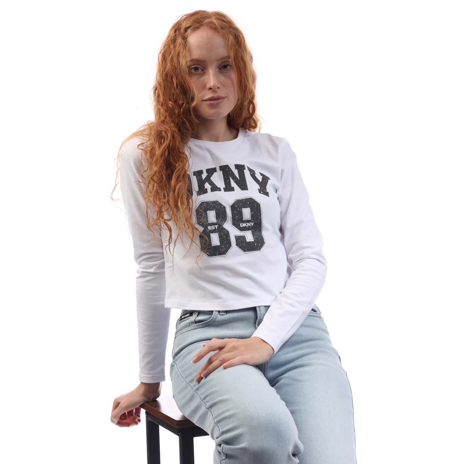 White - DKNY - 1994 Logo Fitted Long Sleeve T-Shirt - 4