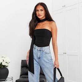 I Saw It First ISAWITFIRST Choker Drape Ruched Slinky Bodysuit