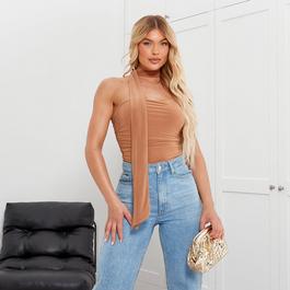 I Saw It First ISAWITFIRST Choker Drape Ruched Slinky Bodysuit