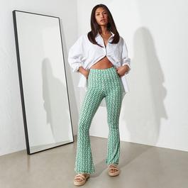 I Saw It First ISAWITFIRST Printed Slinky Flared Trousers