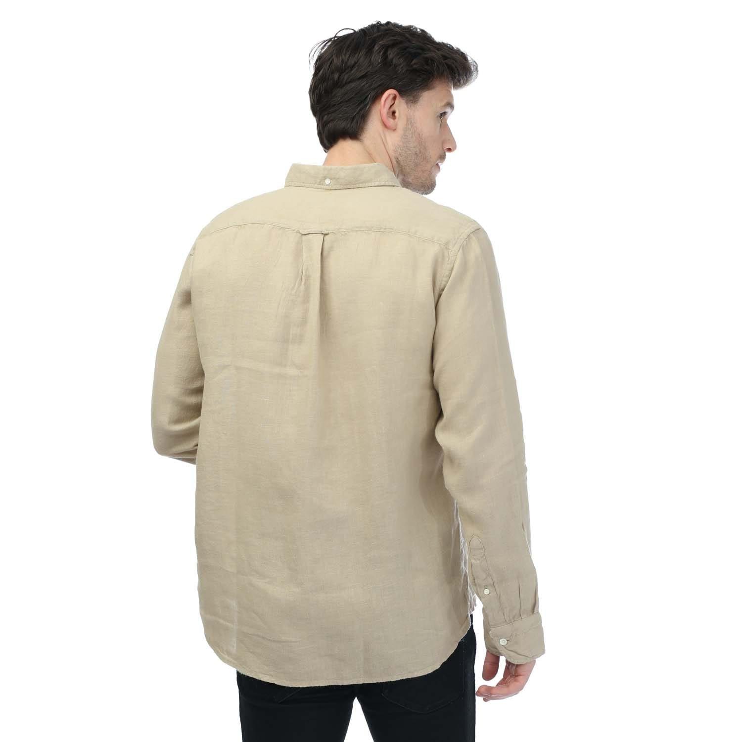 Beige - Gant - Regular Fit Garment Dyed Linen Shirt - 2